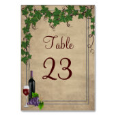 Rustikale Weintrauben Hochzeitsempfang Tischnummer (Rückseite)