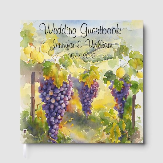 Rustikale Weintrauben Lemons Italien Hochzeit Gästebuch (Vorderseite)