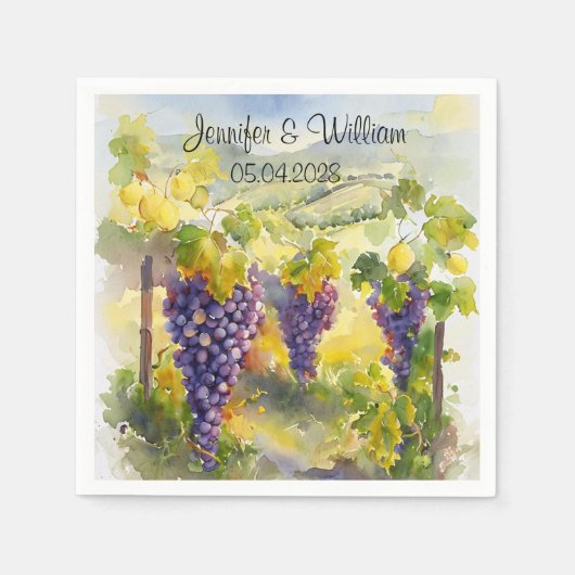 Rustikale Weintrauben Lemons Italien Hochzeit Serviette (Vorderseite)