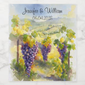 Rustikale Weintrauben Lemons Italien Hochzeit Weinetikett (Einzelnes Label)