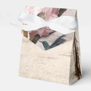 Rustikale Weiße Birken-Blumen- & Kolibri-Party Geschenkschachtel