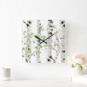 Rustikale, weiße Birkenbaum Akrylwall-Uhr Quadratische Wanduhr (Zuhause)