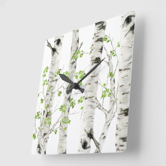 Rustikale, weiße Birkenbaum Akrylwall-Uhr Quadratische Wanduhr (Winkel)