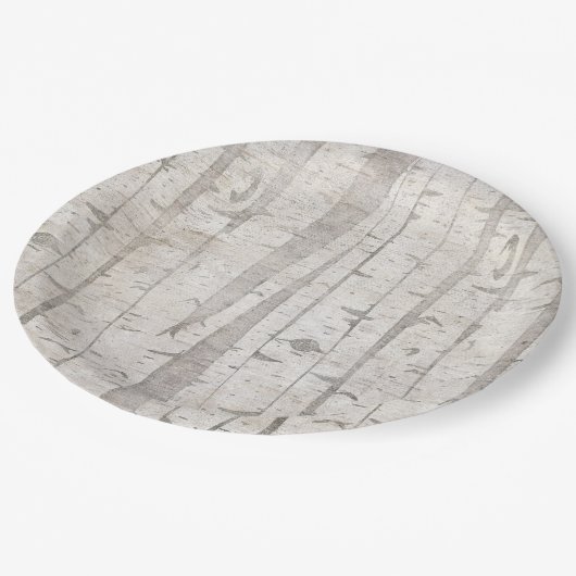 Rustikale weiße Birkenbäume Pappteller (Schrägansicht)