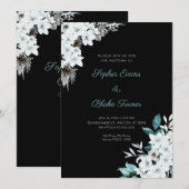 Rustikale Weiße Blume Boho Black Wedding Einladung (Vorne/Hinten)