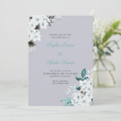 Rustikale Weiße Blume Boho Cloud Gray Wedding Einladung (Stehend Vorderseite)