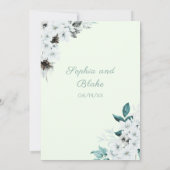 Rustikale Weiße Blume Boho Light Green Wedding Einladung (Rückseite)