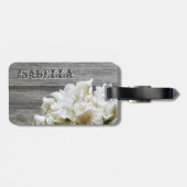 Rustikale weiße Blumen-personalisierter Gepäckanhänger (Rückseite horizontal)
