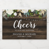 Rustikale, weiße Blumenstrauß-Lichter Hochzeit Min Schaumweinetikett (Einzelnes Label)