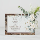 Rustikale weiße Blumenzwiebelzange Einladung (Stehend Vorderseite)