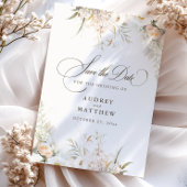 Rustikale weiße Blüten, die das Datum heiraten Ankündigungspostkarte