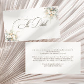 Rustikale weiße Blüten Hochzeitsdetails Begleitkarte