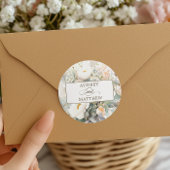 Rustikale weiße Blütenhochzeit Runder Aufkleber