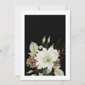 Rustikale weiße Flora mit Pinecone Ice Black Einladung (Rückseite)