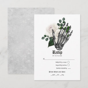 Rustikale weiße florale gotische Hochzeit RSVP Karte