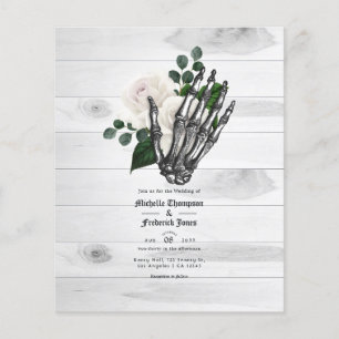 Rustikale weiße florale gotische Hochzeitseinladun Flyer