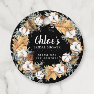 Rustikale Weiße Florale Herbst-Hochzeitsdusche Dan Geschenkanhänger