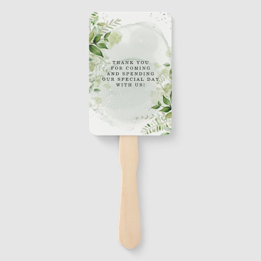 Rustikale weiße Grünanlage Weinberg Hochzeit Danke Fächer (Rückseite)