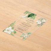 Rustikale, weiße, grüne Aquarellfarben-Goldhochzei Acryleinladungen (Ablage )