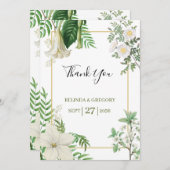 Rustikale, weiße, grüne Aquarellfarben-Goldhochzei Dankeskarte (Vorne/Hinten)