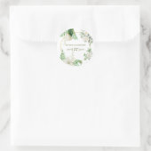 Rustikale, weiße, grüne Aquarellfarben-Goldhochzei Runder Aufkleber (Tasche)