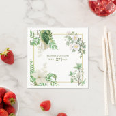 Rustikale, weiße, grüne Aquarellfarben-Goldhochzei Serviette (Beispiel)