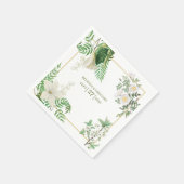 Rustikale, weiße, grüne Aquarellfarben-Goldhochzei Serviette (Ecke)