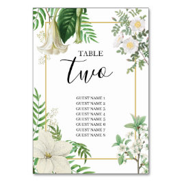Rustikale, weiße, grüne Aquarellfarben-Goldhochzei Tischnummer