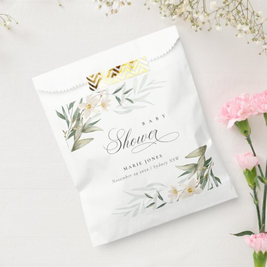 Rustikale weiße Grünpflanzen Blumenstrauß Babydusc Geschenktütchen (Versiegelt)