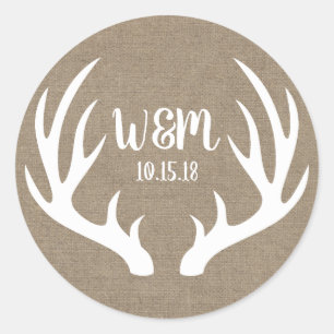 Rustikale Weiße Hirschfeinde besiegen Paares Initi Runder Aufkleber