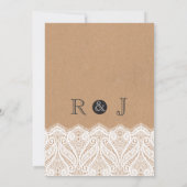 Rustikale weiße Lace & Kraft Hochzeitseinladung Einladung (Rückseite)