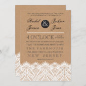 Rustikale weiße Lace & Kraft Hochzeitseinladung Einladung (Vorne/Hinten)