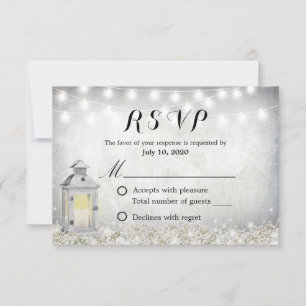 Rustikale weiße Laterne Baby's Breath Blumen-RSVP RSVP Karte