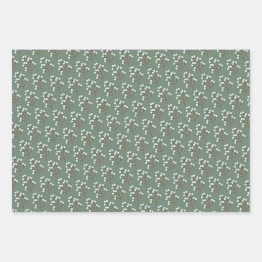 Rustikale weiße Poinsettien und Grünpflanzen Geschenkpapier Set (Vorderseite 3)