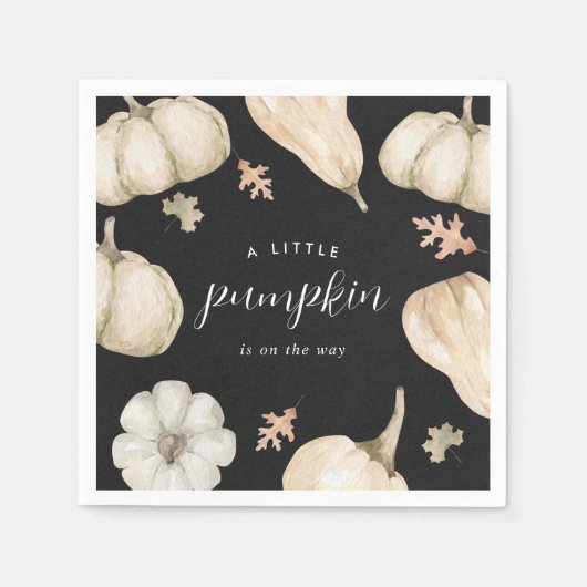 Rustikale weiße Pumpkins Fall Baby-Dusche Serviette (Vorderseite)