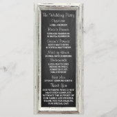 Rustikale weiße Rahmen- und Schiefertafel-Hochzeit Programm (Rückseite)
