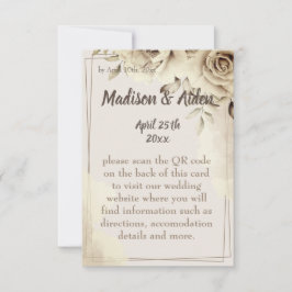 Rustikale weiße Rosen-Hochzeitskarte RSVP Karte