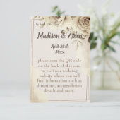 Rustikale weiße Rosen-Hochzeitskarte RSVP Karte (Stehend Vorderseite)