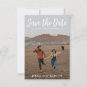 Rustikale weiße Save the Date-Karte - Daten speich RSVP Karte (Vorderseite)