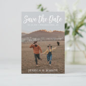Rustikale weiße Save the Date-Karte - Daten speich RSVP Karte (Stehend Vorderseite)