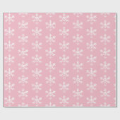 Rustikale weiße Schneeflocken Rosa Geschenkpapier (Flach)
