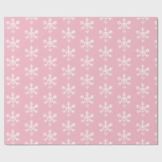 Rustikale weiße Schneeflocken Rosa Geschenkpapier (Flach)