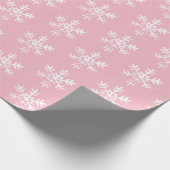 Rustikale weiße Schneeflocken Rosa Geschenkpapier (Ecke)