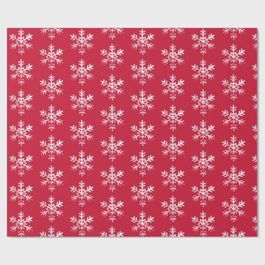 Rustikale weiße Schneeflocken Rot | Schleifpapier Geschenkpapier (Flach)