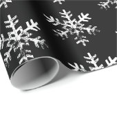 Rustikale weiße Schneeflocken schwarz Geschenkpapier (Rolleneckpunkt)