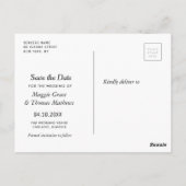 rustikale weiße Schrift Hochzeit speichern das Dat Postkarte (Rückseite)