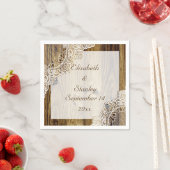 Rustikale weiße Spitze auf Holz rustikale Hochzeit Serviette (Beispiel)