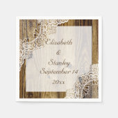 Rustikale weiße Spitze auf Holz rustikale Hochzeit Serviette (Vorderseite)