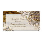 Rustikale weiße Spitze auf Holzhochzeit (Vorne)