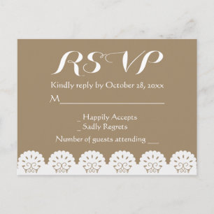 Rustikale weiße Spitze RSVP Braune vintage lacy Ho Einladungspostkarte